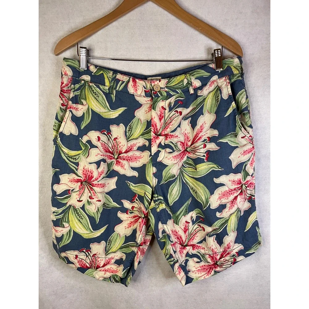 Faherty Men's Tropical Atoll Chino Shorts Linen Blend Shorts 9